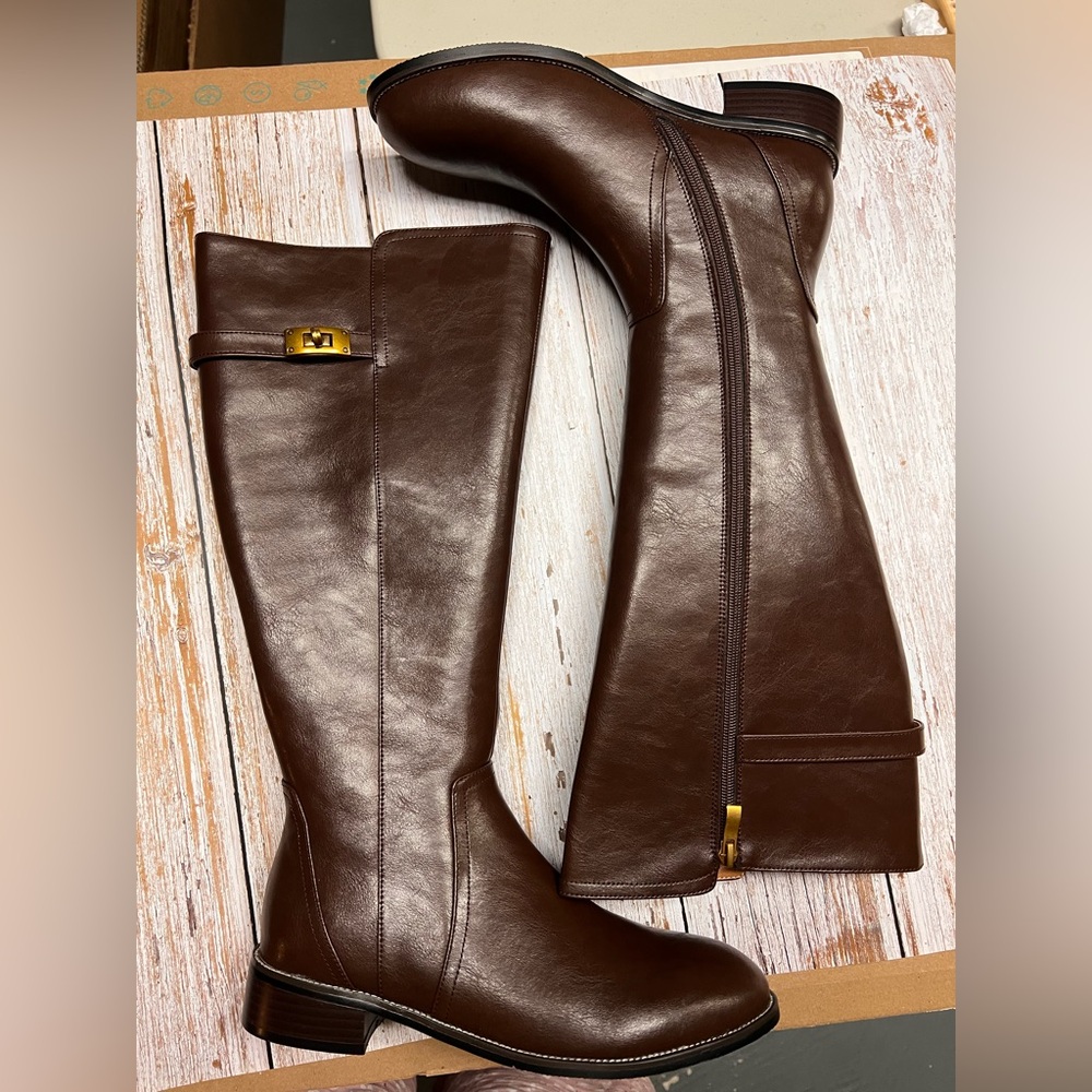 Elegant Brown Leather Knee-High Boots